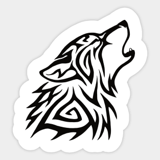 Tribal Wolf Howl Sticker